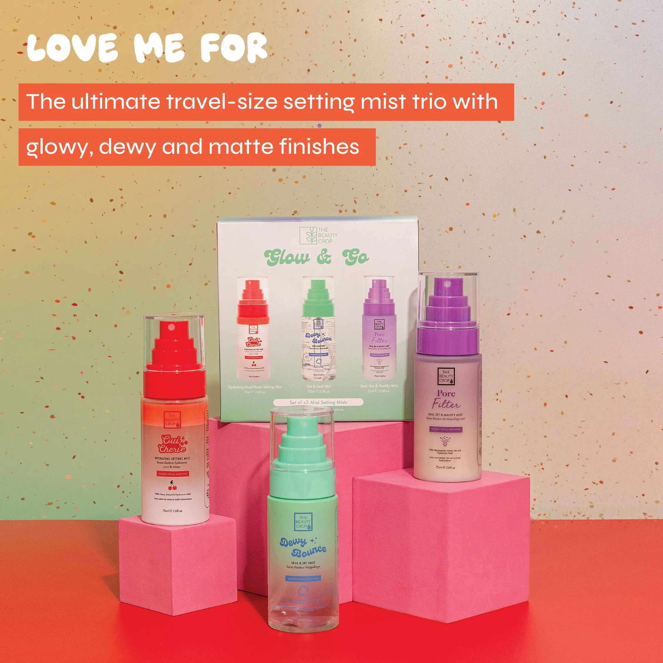 Glow & Go Set Mini Make-up Setting Mist Travel Trio - Image 4