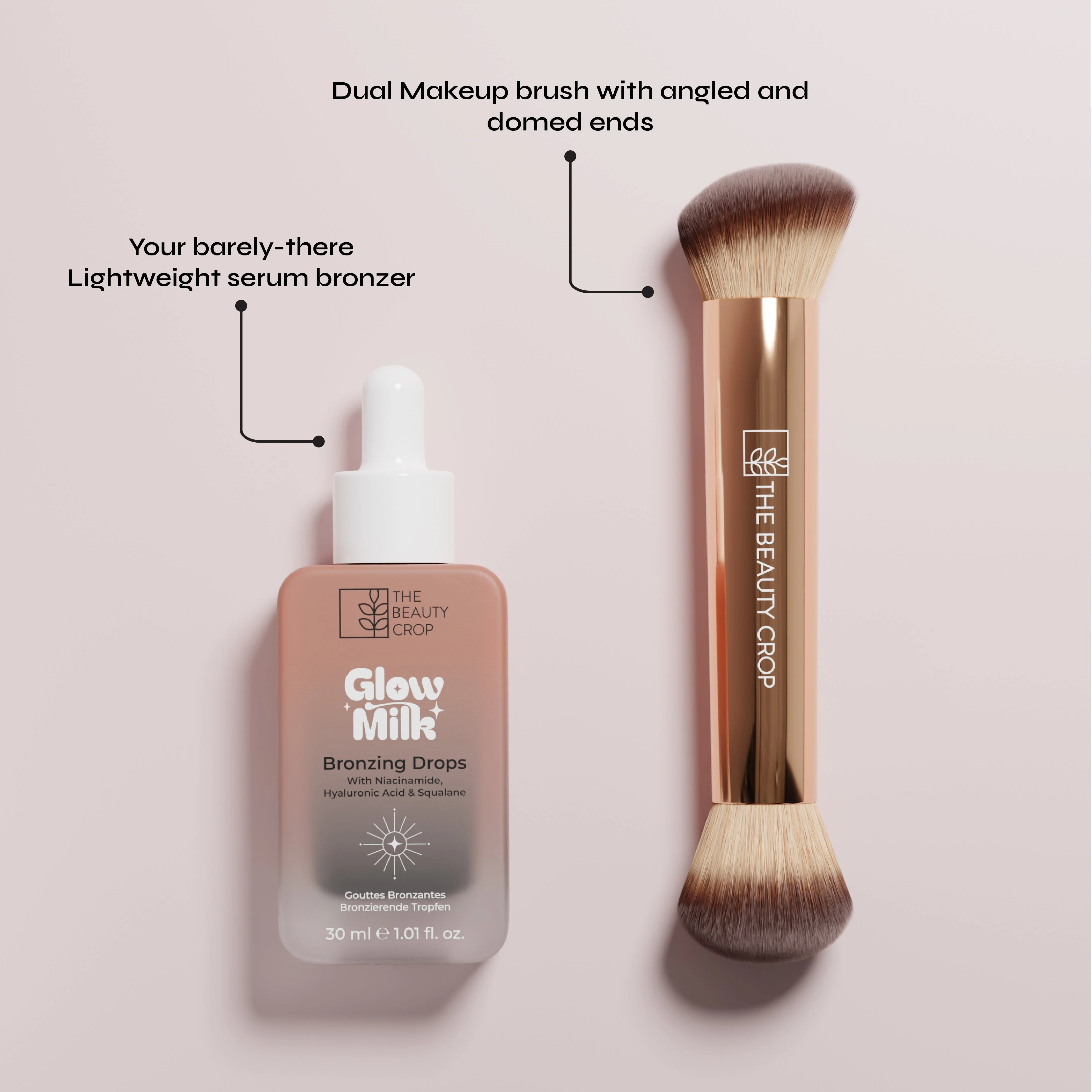 Glow Milk Bronzing Drops & Dual Complexion Brush Bundle - Image 3