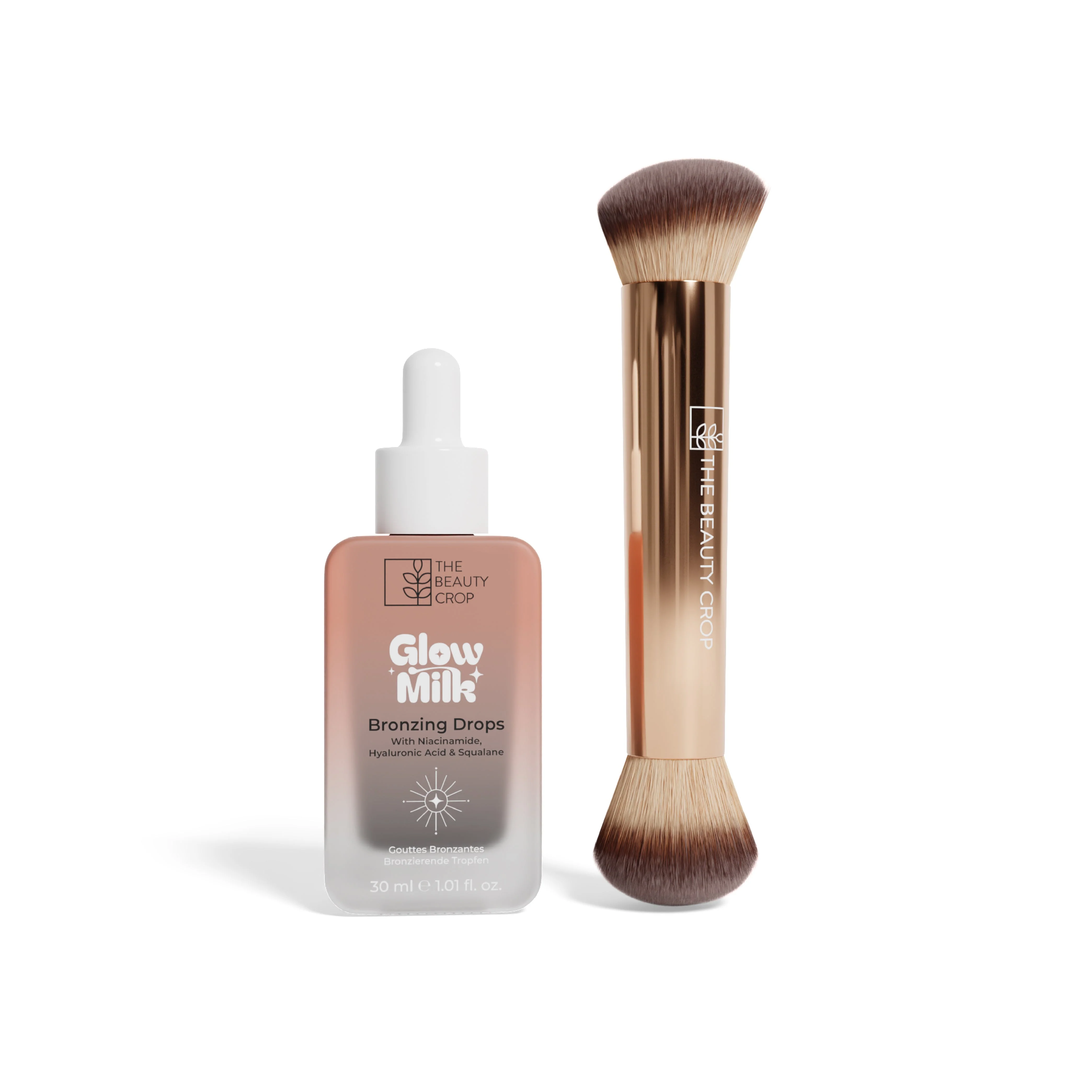 Glow Milk Bronzing Drops & Dual Complexion Brush Bundle - Image 4