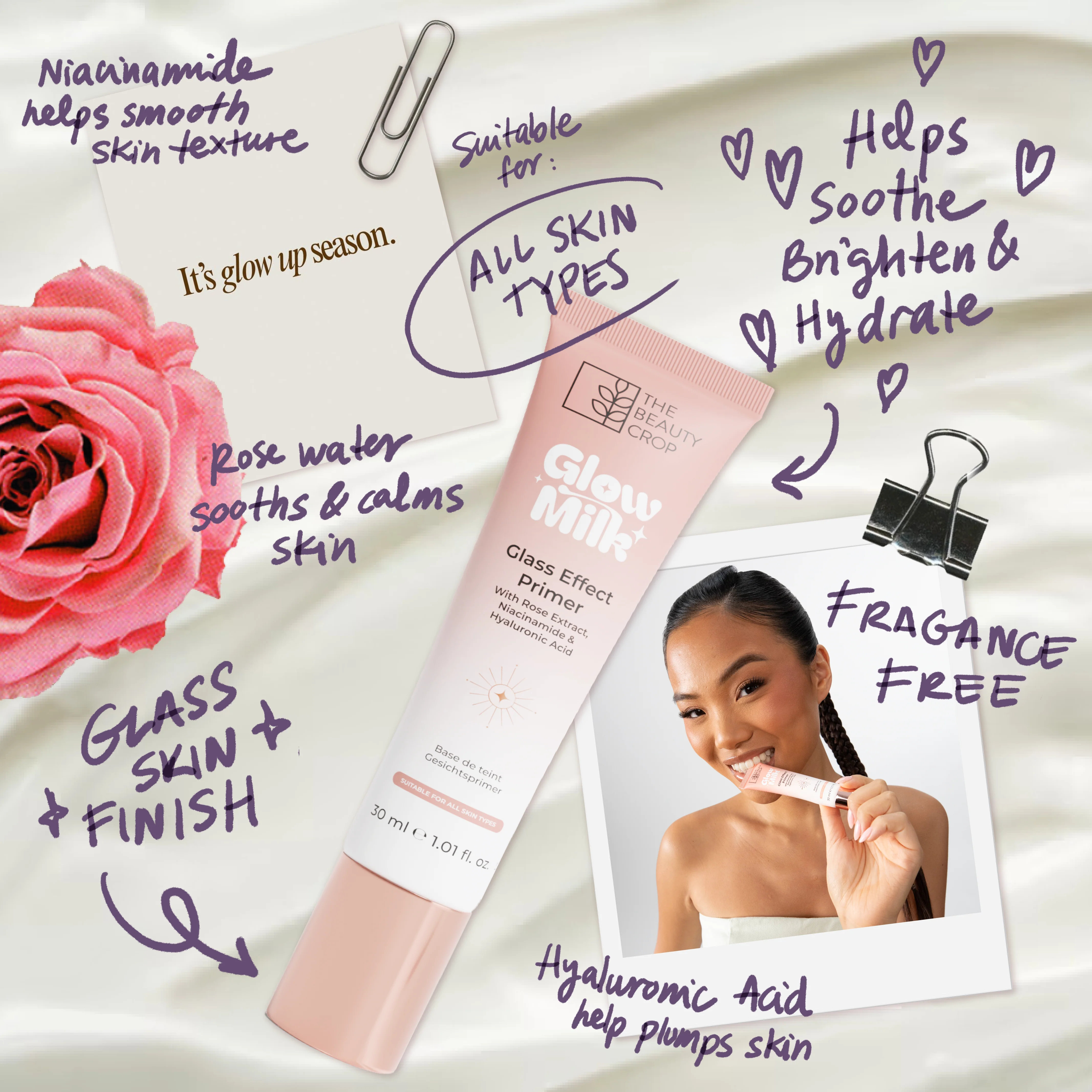 Glow Milk Glass Skin Primer With Hyaluronic Acid and Niacinamide - Image 3