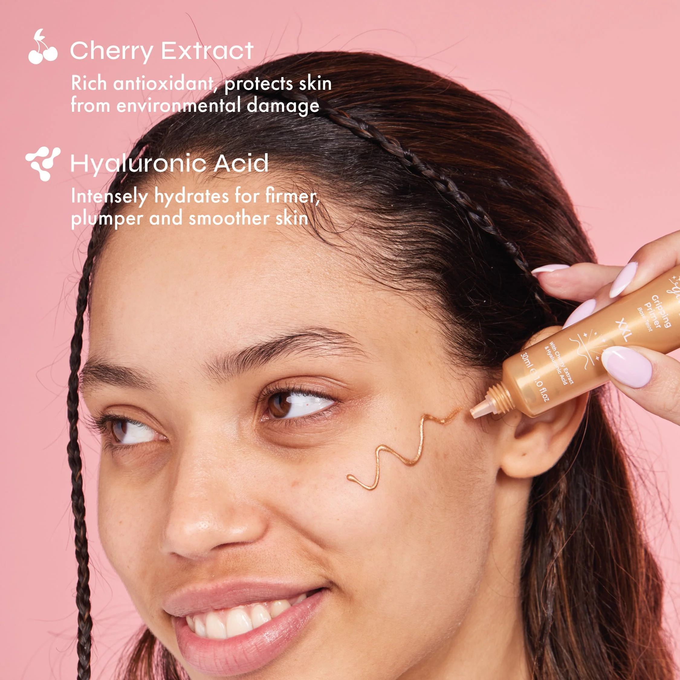 Oui Cherie Glow Tinted Gripping Primer with Hyaluronic Acid - Image 4