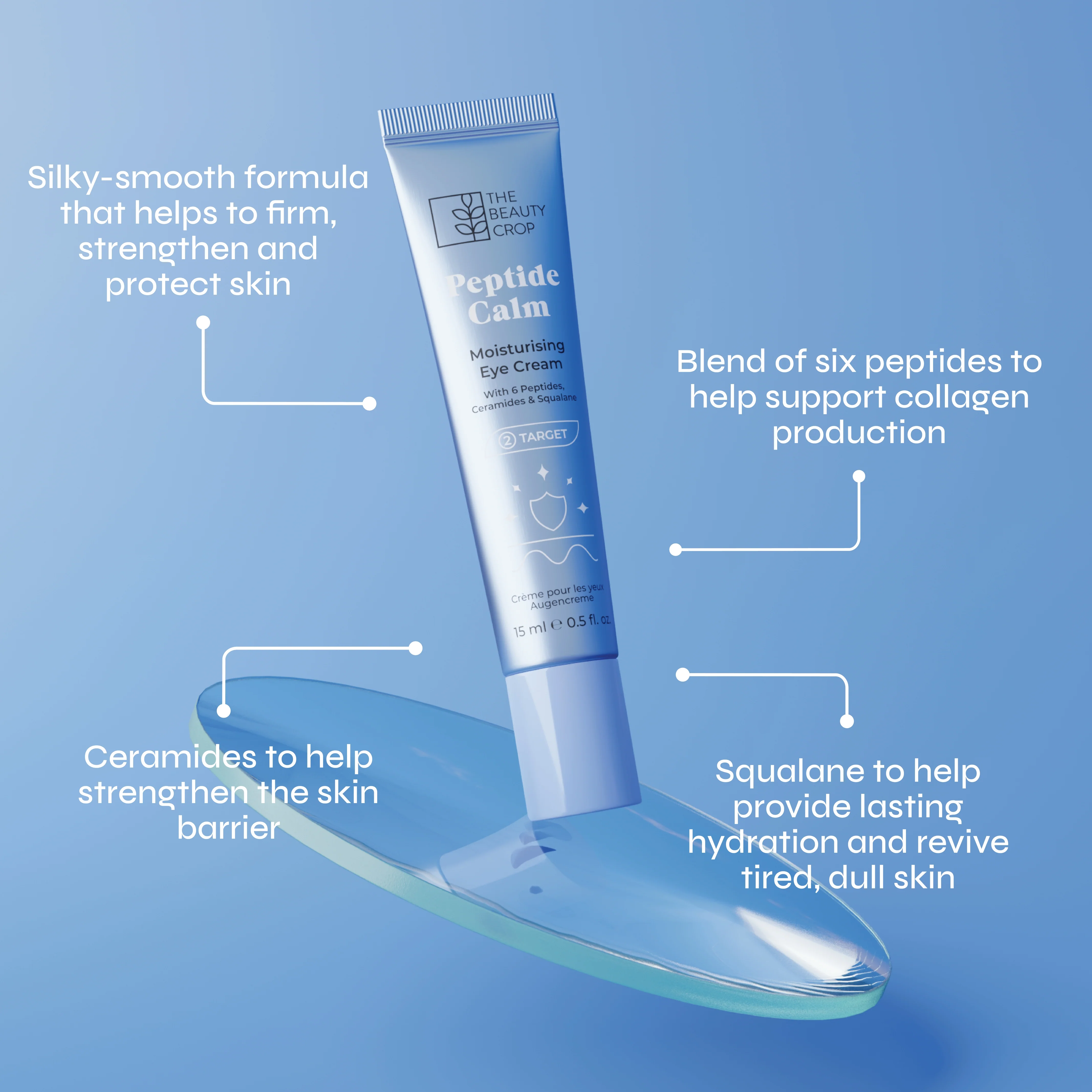 Peptide Calm Eye Cream with 6 Nourishing Peptides, Ceramides and Hydrating Squalane - Image 2